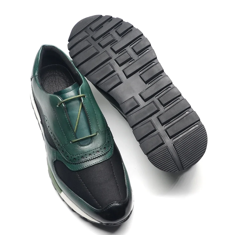 Luxury Brand Men\'s Sneakers Oxfords - European Style Genuine Leather Cowhide in White Green Burgundy - Summer Casual Dress Shoes