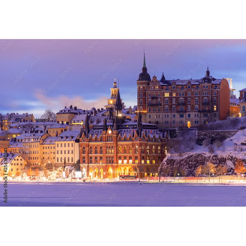 Art Cloth Background European Landscape Famous Scenic Spots Street  Night Scene Photography Background Props  OZ-04