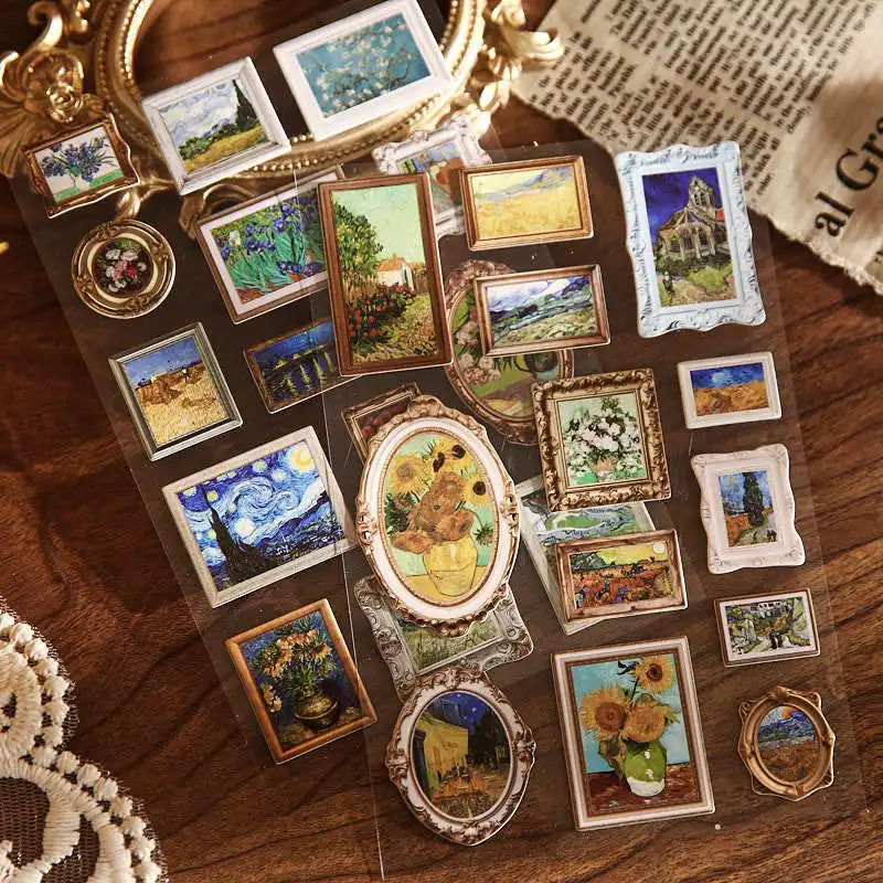 2 pcs Vintage 3D Oil Painting Stickers, DIY Handmade Album Scrapbooking Decorative Paper Supplies - view 3