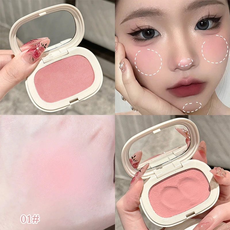 Single Color Blush Silky Texture High Color Rendering No Powder Feeling Low Saturation Long-lasting Natural Matte Blush 4.5g