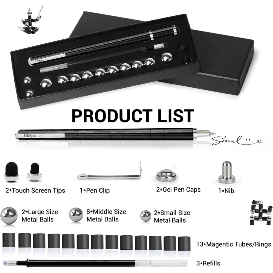 أناقة تململ القلم كرات مغناطيسية تشوه الضغط قلم مغناطيسي تململ لعبة للمراهقين قلم حبر جاف متعدد الوظائف #4