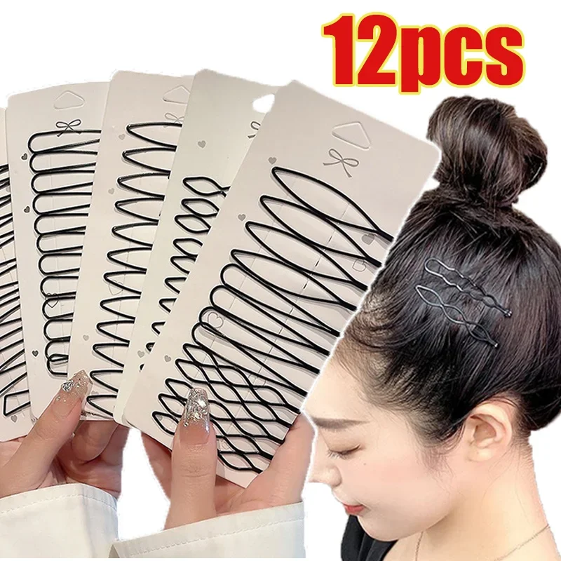 Black Hair Clip Bobby Pins Metal Invisible Hair Claw for Women Korean Simple Styling Wave Shape Hair Accessories Headwears