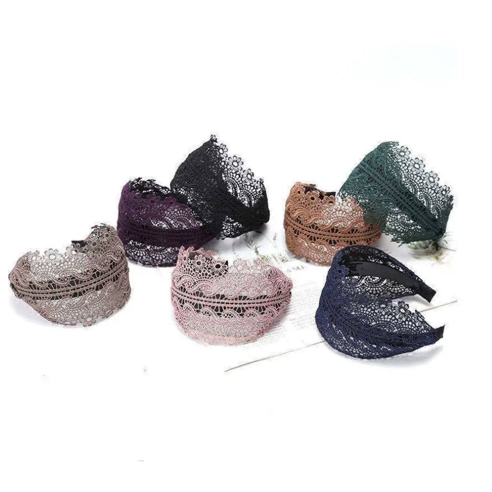 Simple Sweet Cloth Make up Flower Face Wash Lace Headband Korean Style Hair Wear Women Hair Accessories Wide Side Hairband