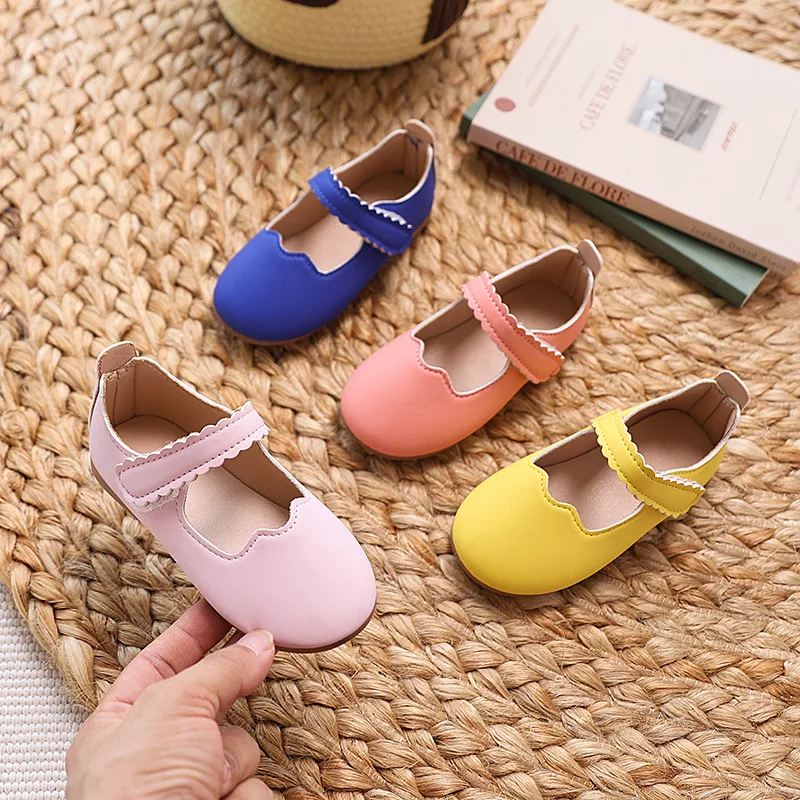 

Girls Low-top Solid Color Leather Shoes Princess Shoes Flowers Student Single Dance Shoes White Child Shoes Comfortable Wearable
