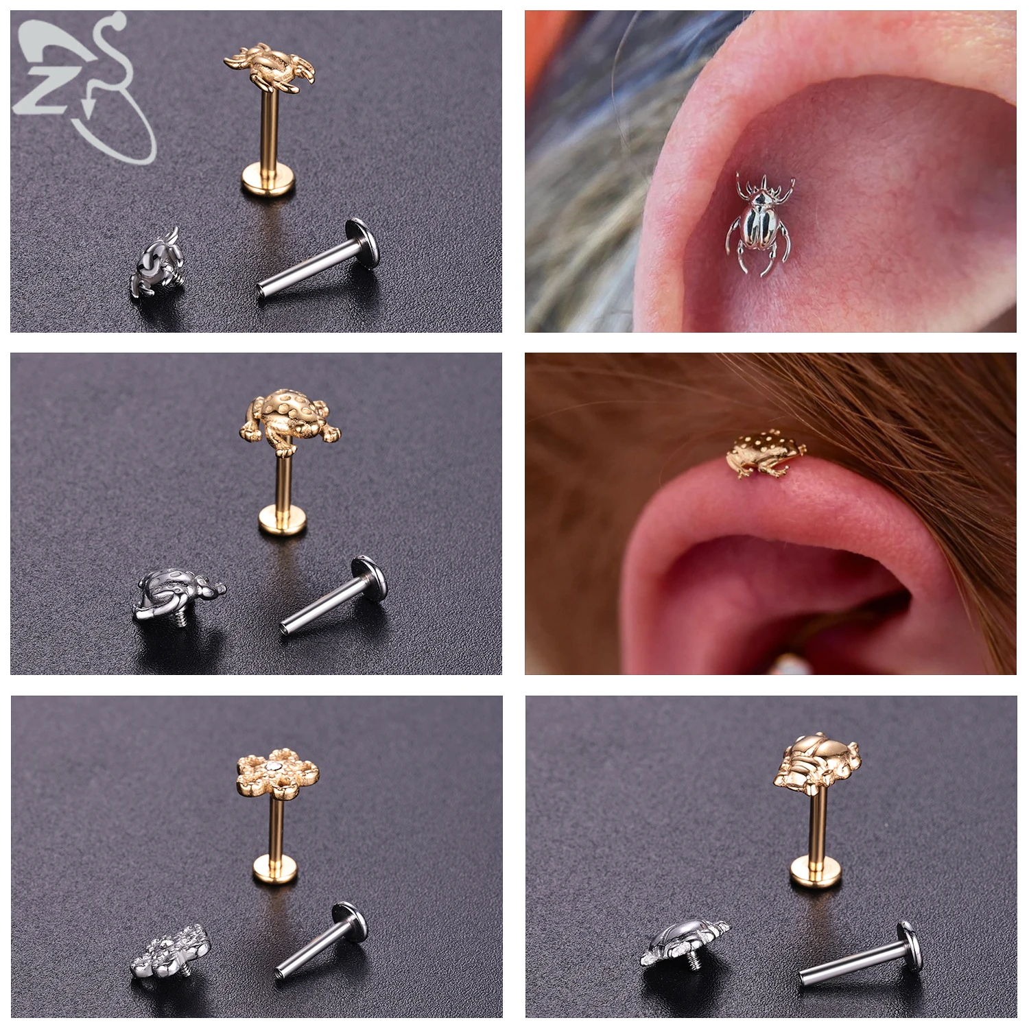 16G/18G Stainless Steel Labret Lip Ring Internal Thread