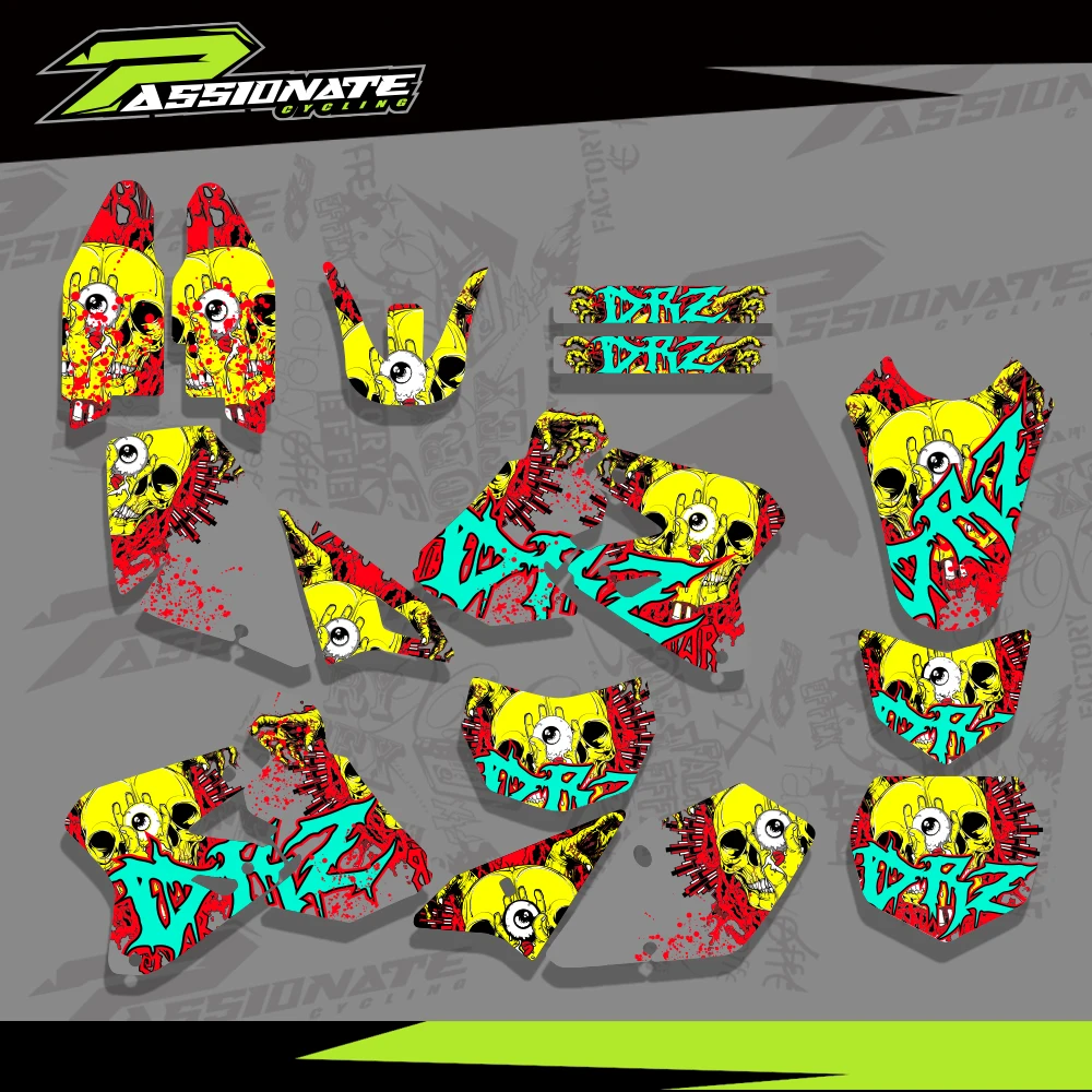 New TEAM GRAPHICS BACKGROUNDS DECALS Stickers For Suzuki DRZ400 DRZ 400 2000-2012 2011 2010 2009 2008 2007 Motocycle Decoration