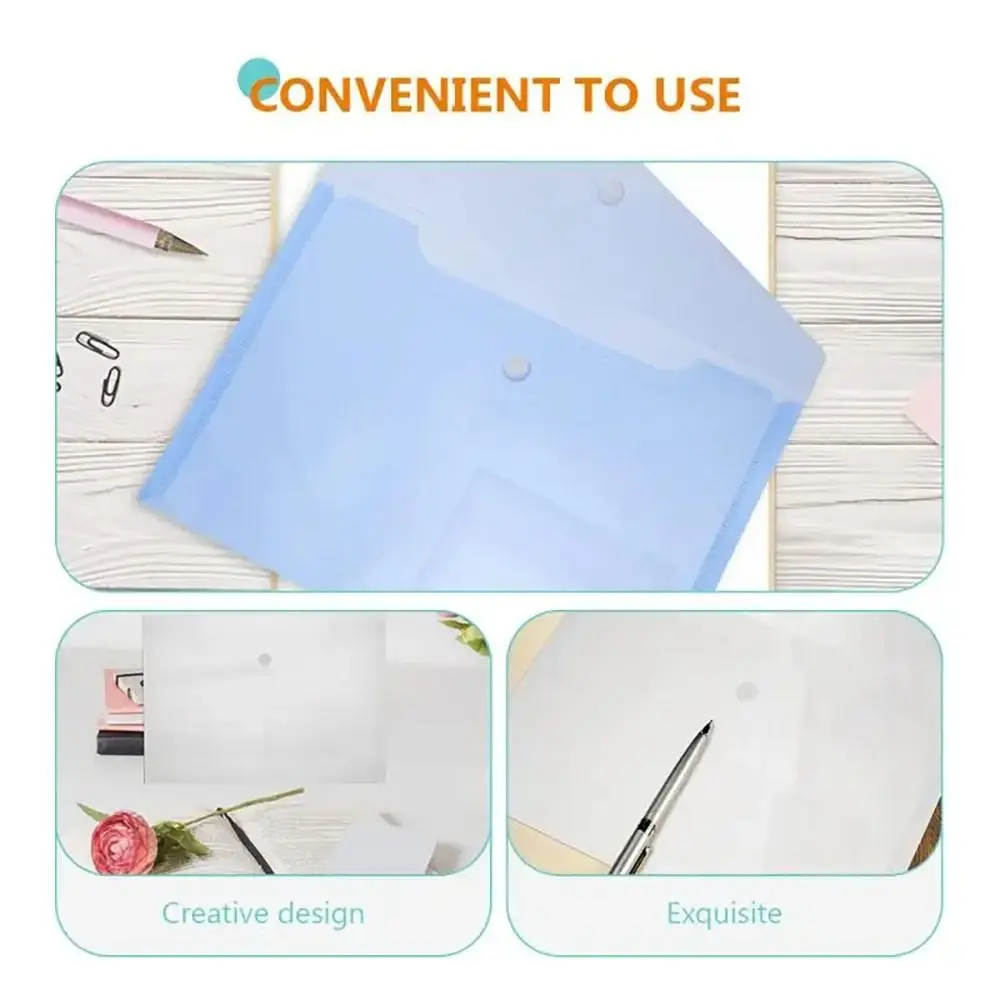 6Pcs 6 Pcs File Holder Portable Snap Buckles Waterproof Pocket Folders PP Durable File Bags Student