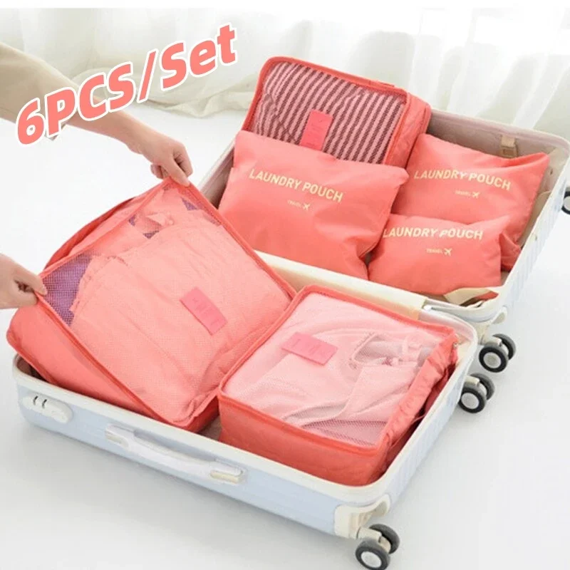 6pcs Set Travel Suitcase Organizer Bags Shoe Clothes Luggage Organizer Bags Luggage Packing Cubes for Travel Organizer Storag
