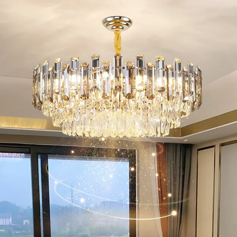 

Modern Luxury Living Room Round K9 Crystal Chandelier Led Hanging Lamp Dinng Room Crystal Suspend Lamp