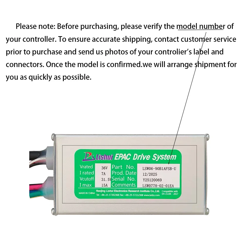 

Nulkomma Brushless Motor Controller LSW0778-02-01EA 36V 15A E-Bike Scooter Universal E-Bike Conversion Kit Bicycle Speed