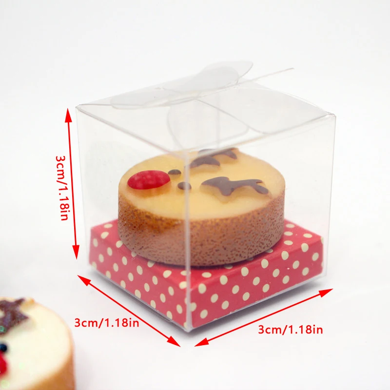 Pastel de alce de simulación de casa de muñecas con caja, modelo de casa de muñecas, cocina, decoración de postres, accesorios de comida, 1:12