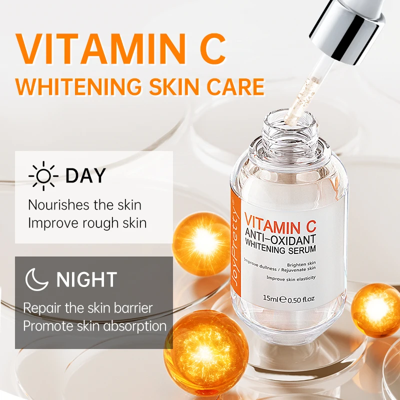 

JoyPretty Vitamin C Whitening Face Serum Skin Care Dark Spot Purifying Facial Hyaluronic Acid Moisturizing Essence Beauty Health