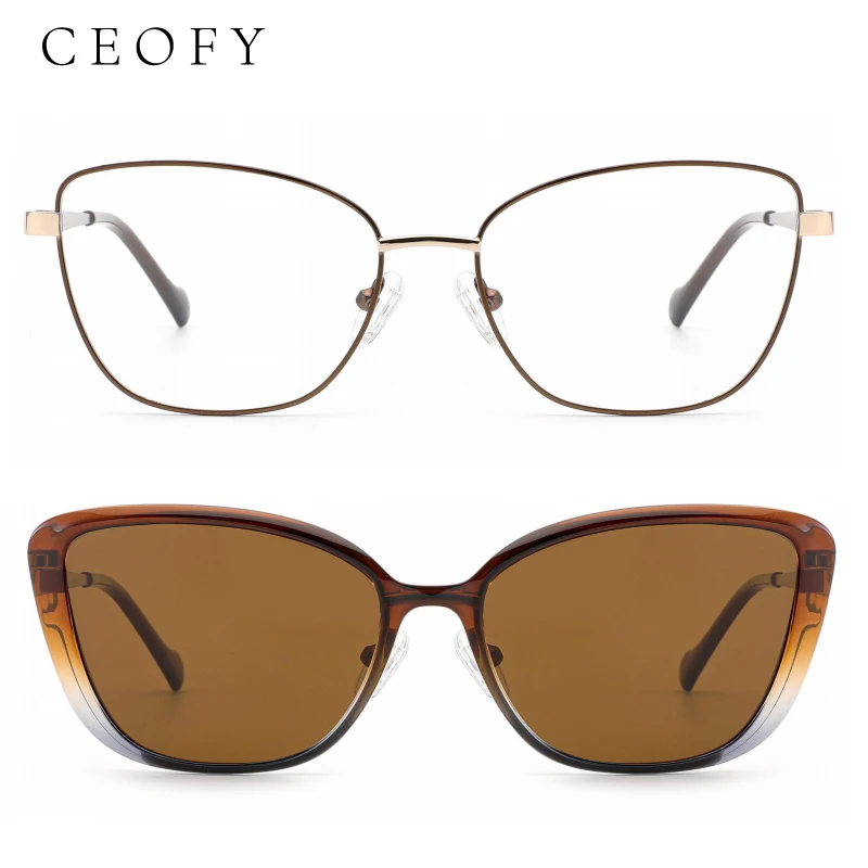 

Мужские очки Ceofy с полуоправой, клипсовые, дизайнерские, оптические, для коррекции близорукости, поляризованные солнцезащитные очки, металлические оправы по рецепту