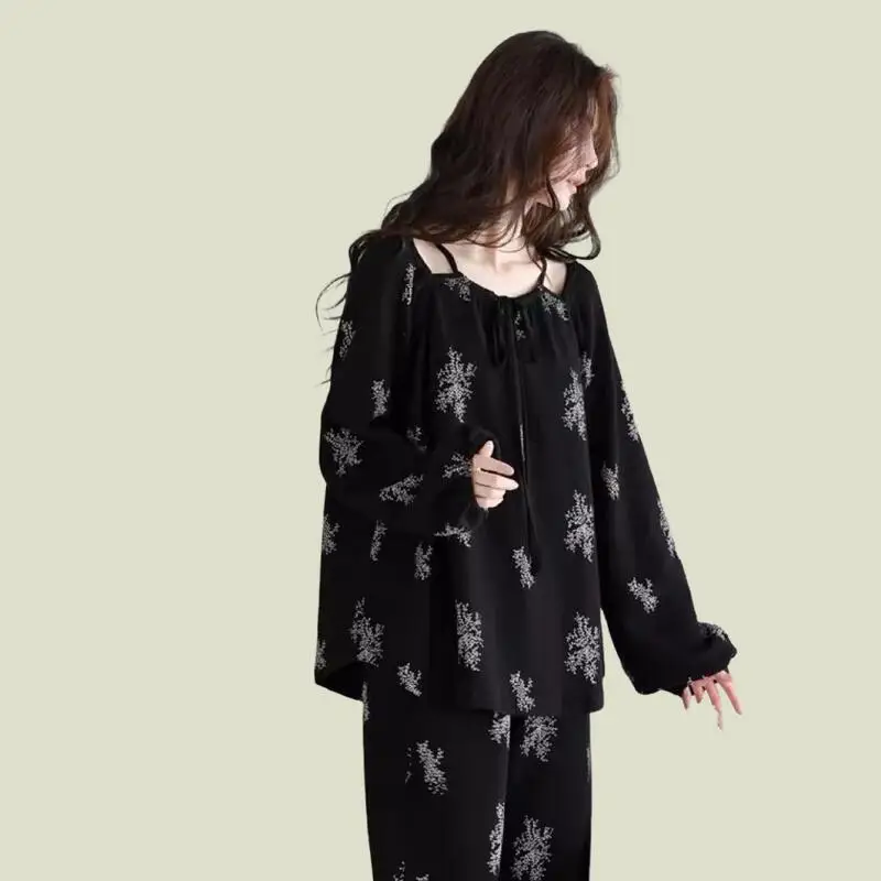 Hot2026Spring Autumn Newwomen Longsleeved Pants Modal Sleepwear Skin Friendly Soft Comfort Fashion Casual Loose Home Clothingset