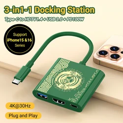 PD100W Game Docking Station Support TV Dock Mode USB-C to 4K HDTV Hub For Steam Deck Phone iPad Laptop