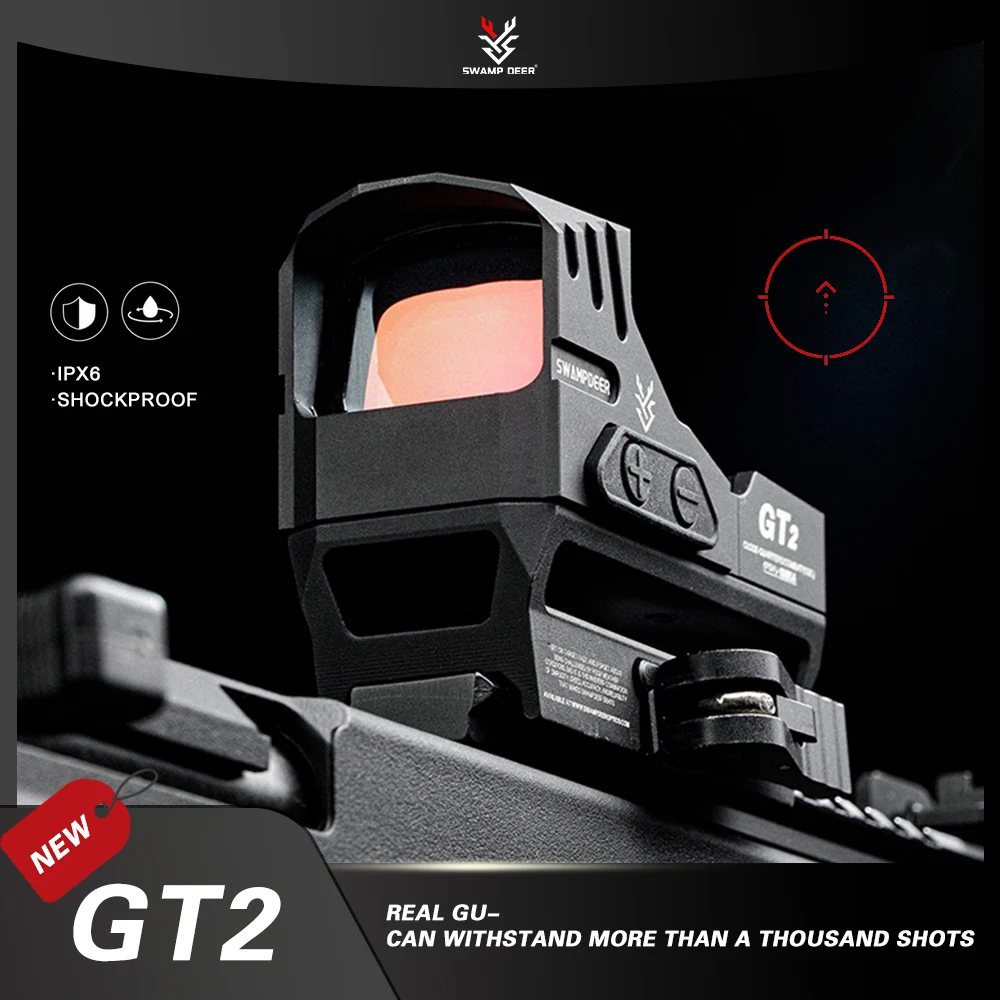 SWAMP DEER Red Dot Optic GT2 Reflex Dot Sight Tactical Scope Airsoft Gear Armas de fogo Verdadeiras Acessorios