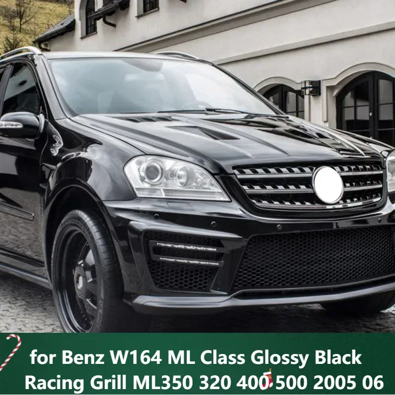 

New！ Front Bumper Grille Mesh for Benz W164 ML Class Glossy Black Racing Grill ML350 320 400 500 2005 06 07 08 09 10 11 2012