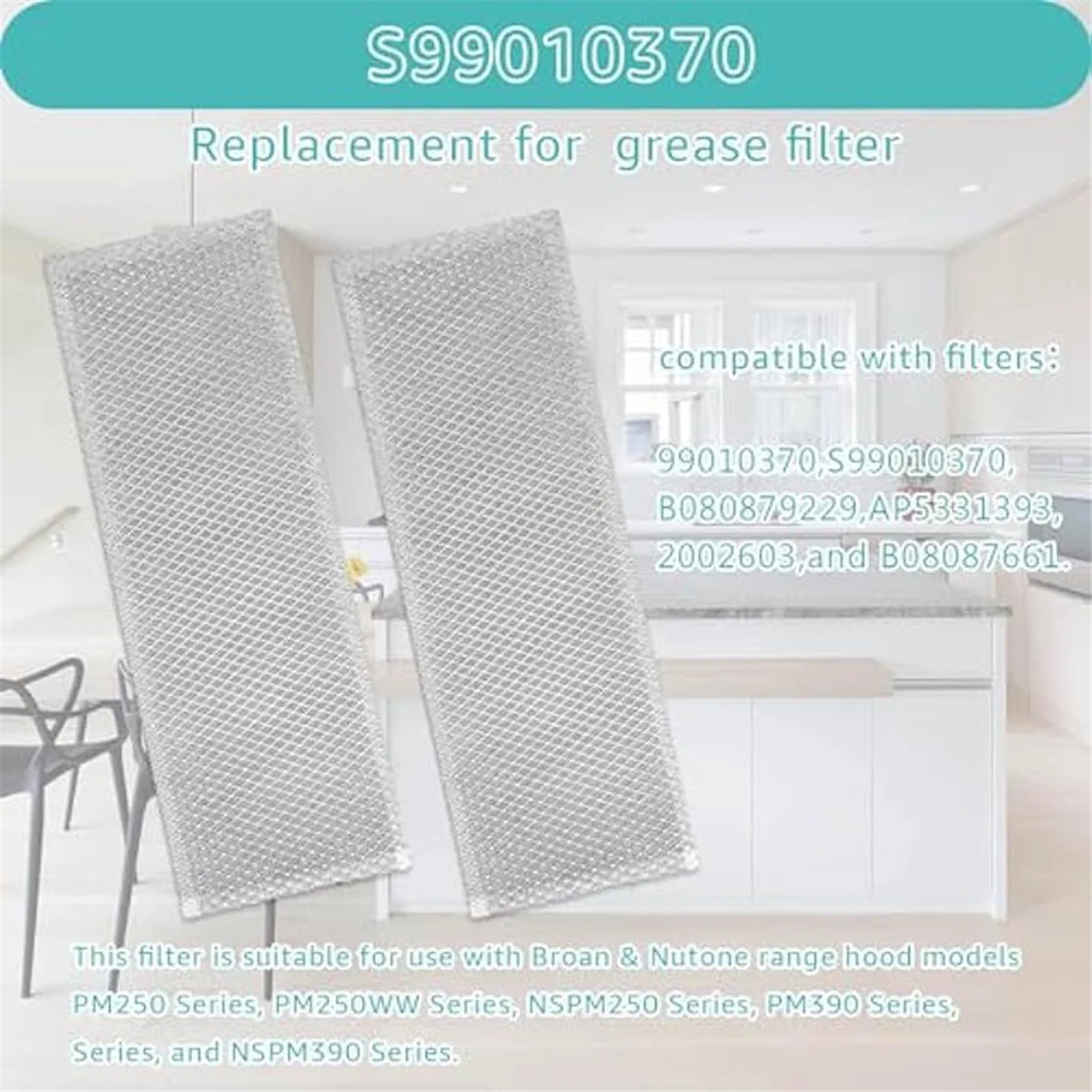 Hot New Range Hood Filter S99010370 for Broan Nutone Range Hoods PM250 PM390 B08087922, AP5950107, SB08087661, 99010370, 2002603