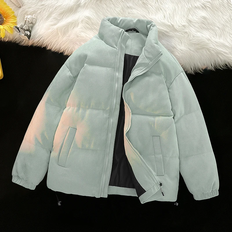 

Модная утепленная хлопковая куртка в корейском стиле для мужчин, с воротником-стойкой, теплая молодежная городская зимняя верхняя одежда