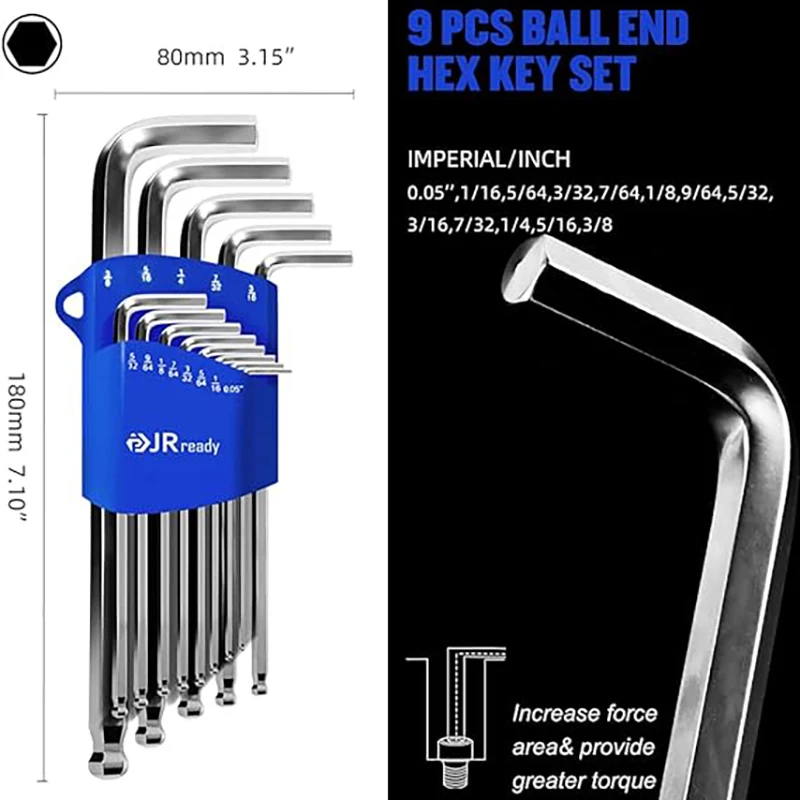 JRready-Industrial Grade Hex-L Key Allen Wrench, Mechanical Maintenance, Imperial Tools, Torque Wrench, Torque, AW-I1310 S2, 13P