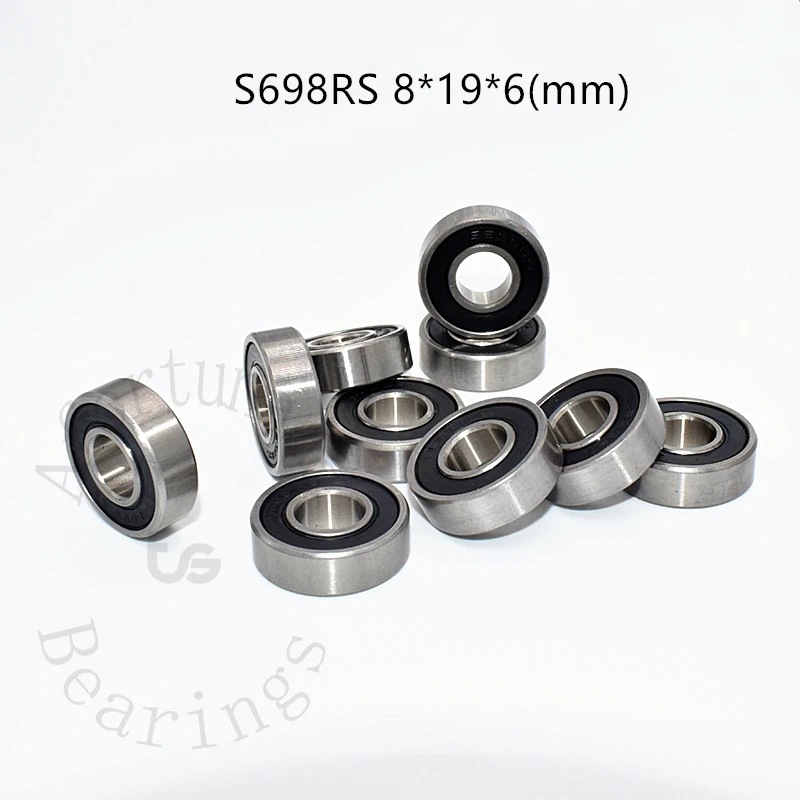 Stainless steel Bearing S698RS 10Pieces 8*19*6(mm) antirust rubber sealed High speed Mechanical equipment parts