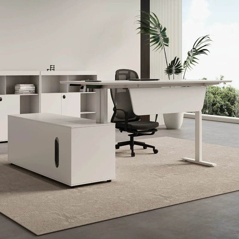 Motorized Sit-Stand Executive Workstation Multi-Size Large Office Manager Desk with Matching Storage Pedestal Cabinet furniture