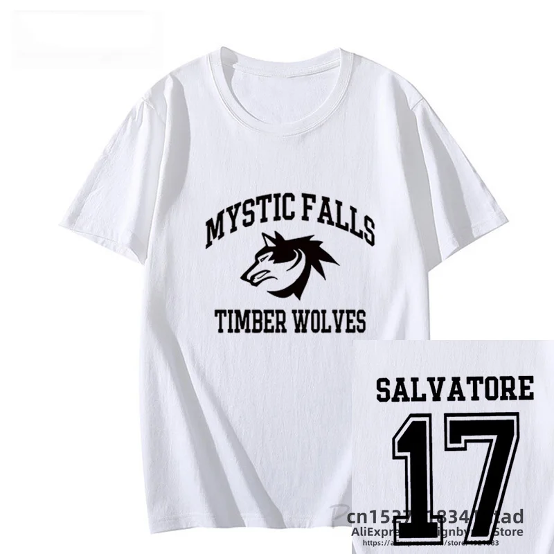 The Vampire Diaries T-shirt Women Vintage Mystic Falls Salvatore 17 Female Clothing Summer Anime Clothes Oversize Streetwear