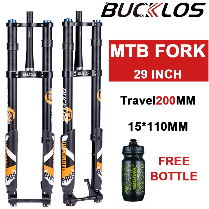 

BUCKLOS Bicycal 29In Inverted Air Fork 15*110mm Thru Axle Forks Downhill MTB Air Suspension Bike Fork Double Shoulder Bike Part