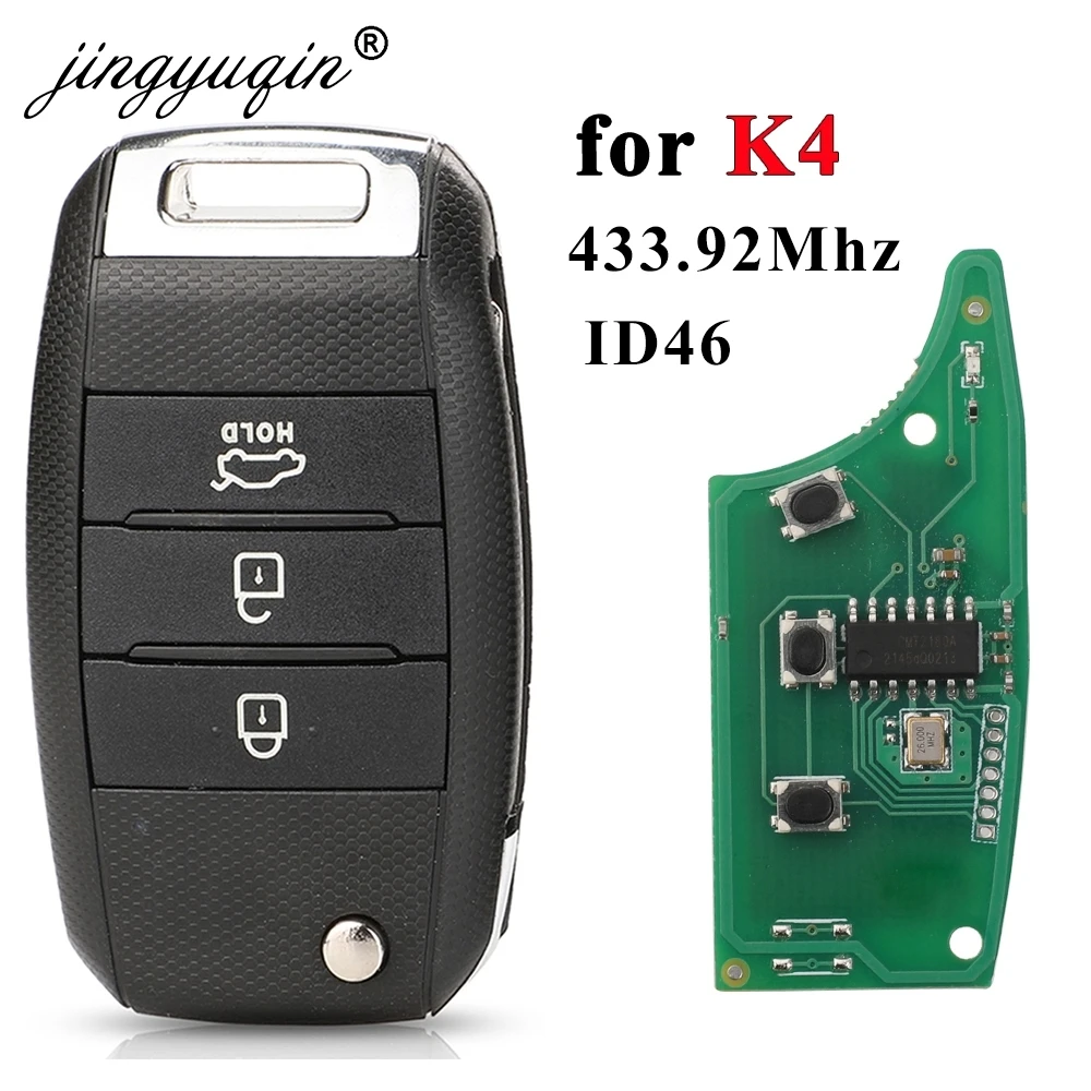 jingyuqin Zdalny kluczyk samochodowy do KIA 2016 K4 Carens 2012DJ3244 2012DJ5804 95430-A4200 433.92Mhz ID46 Chip Auto Fob Keys 3Button