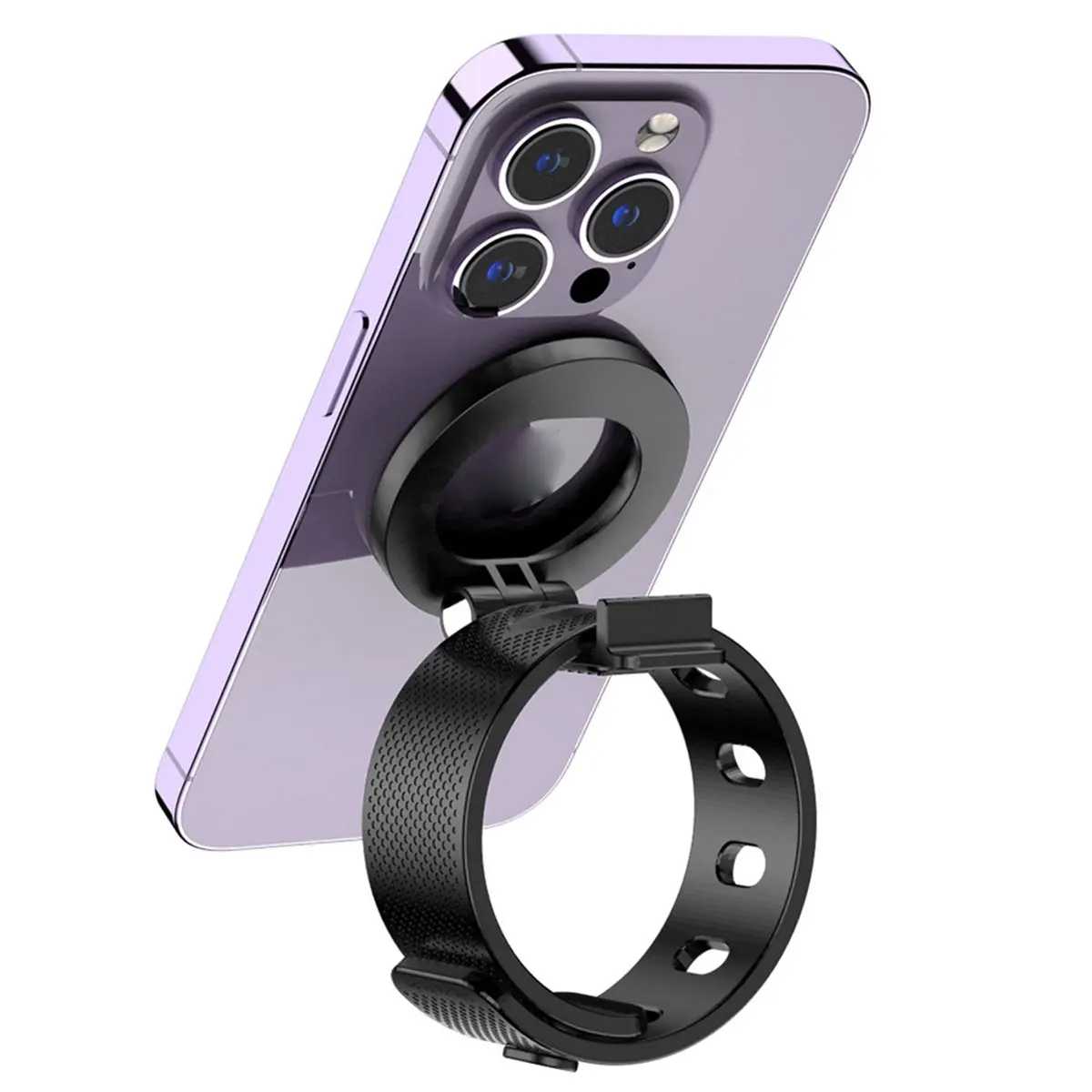 A003 Magnetic Phone Holder Stand with Silicone Strap Strong Magnets for Pram Golf Cart Universal for Smartphone