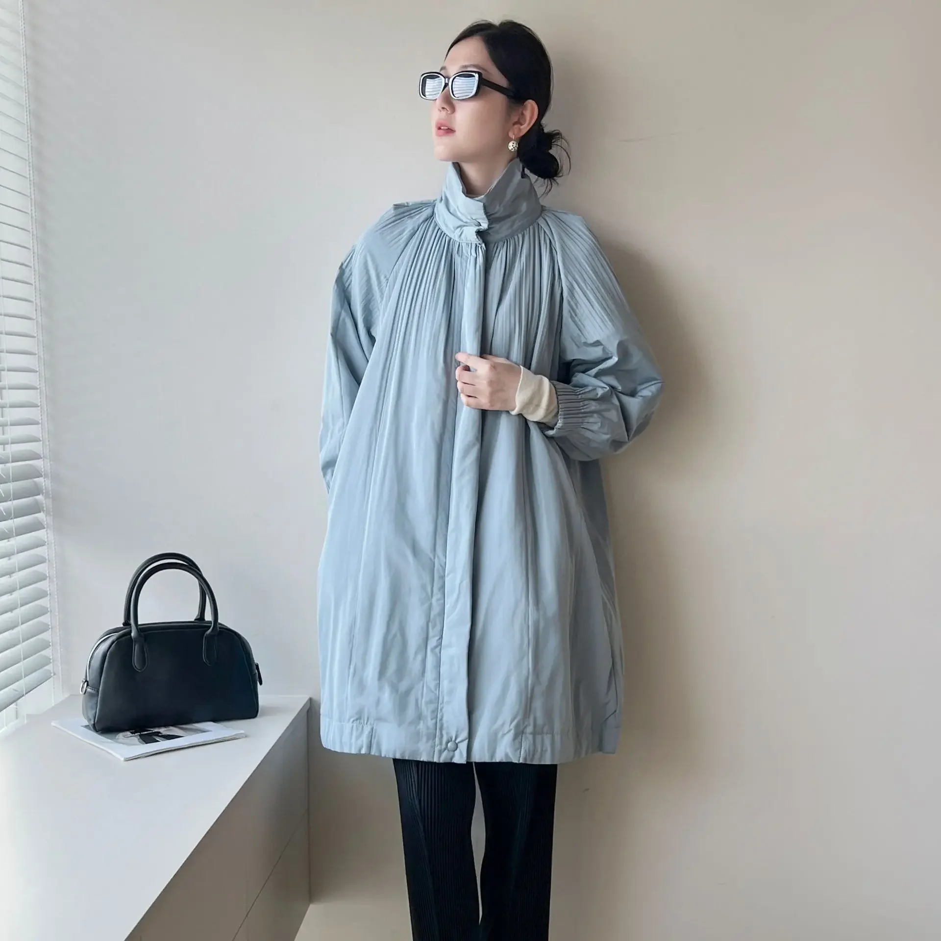 Pleats Pleated Cotton Coat Autumn and Winter New High-end Commuter Korean Lazy Wind Loose Casual Vest Cotton Coat Women Clothing