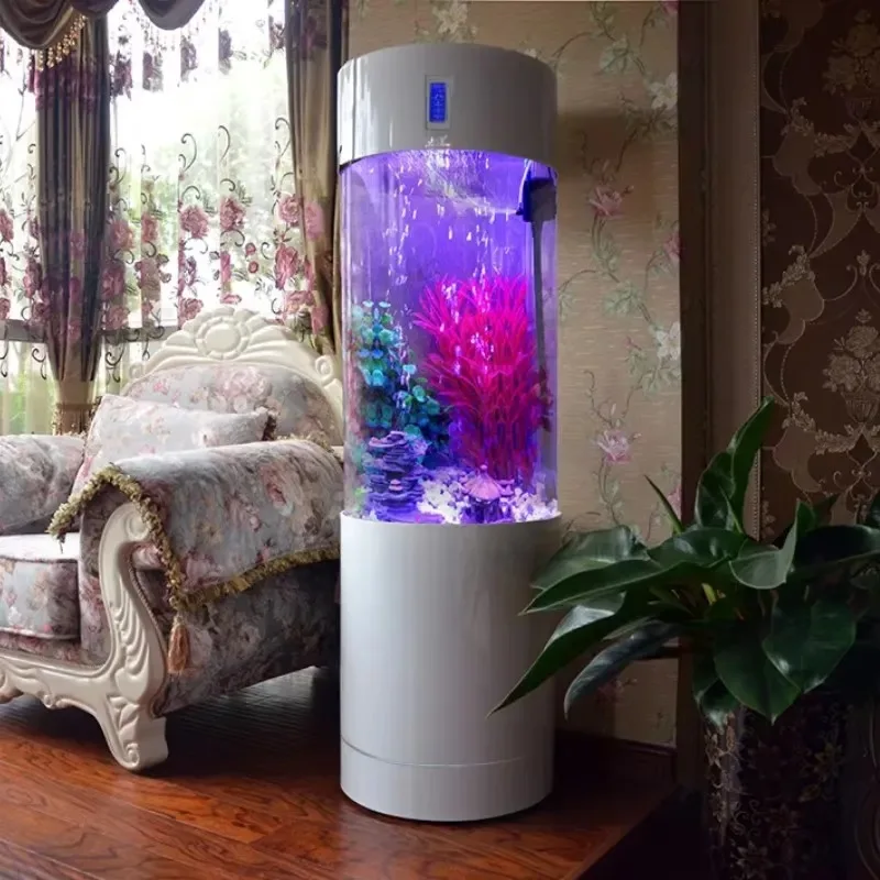 round aquarium cylindrical fish tank large cylinder acrylic aquarium 1.5 meters height