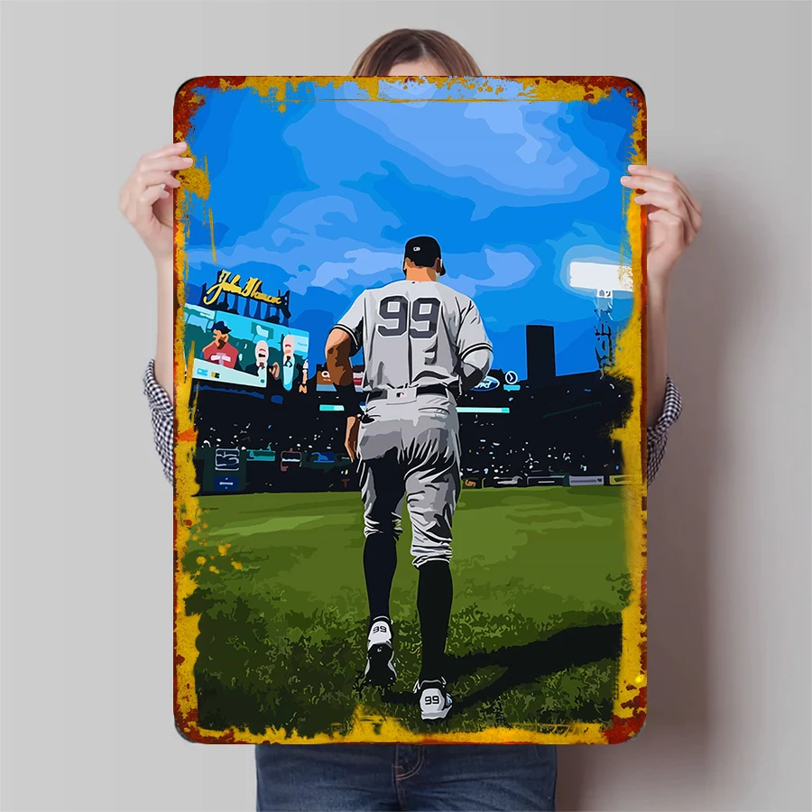 Juiz Aaron do jogador de beisebol MLB # 99 Decoração de parede de metal com arte esportiva do estádio Yankees de Nova York