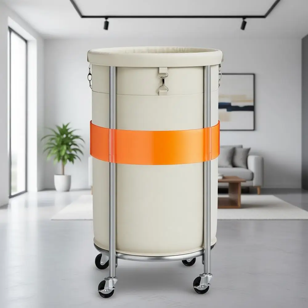 

Корзина для белья на колесиках 110 л, со стальным каркасом и съемным мешком, идеально подходит для дома, общежития, отеля