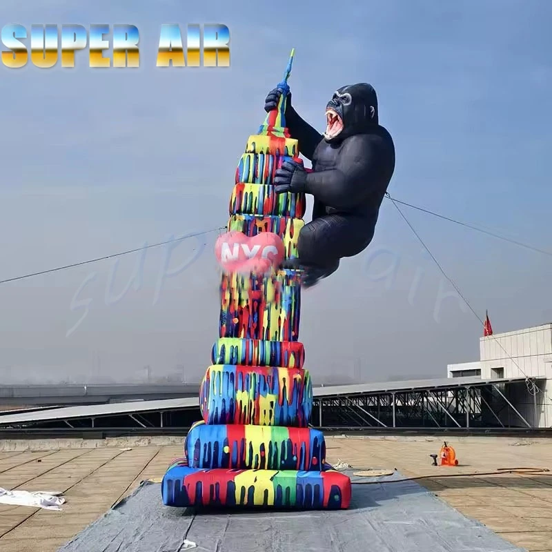 

Giant Inflatable King Kong Climbing Empire State Building Model, Customizable Gorilla for Party & Event Decor