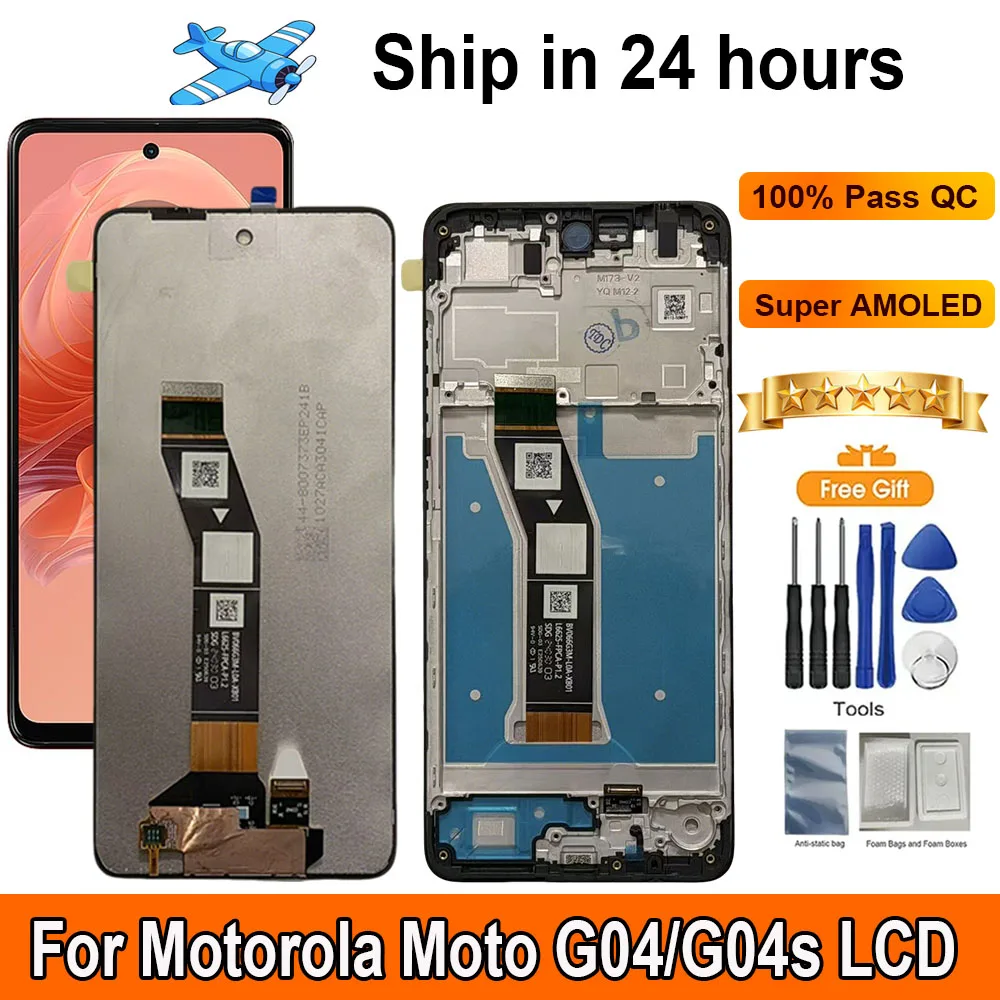 Pantalla LCD para Motorola Moto G04, Panel Táctil Digitalizador, Repuesto de Pantalla LCD con Marco para Motorola Moto G04s
