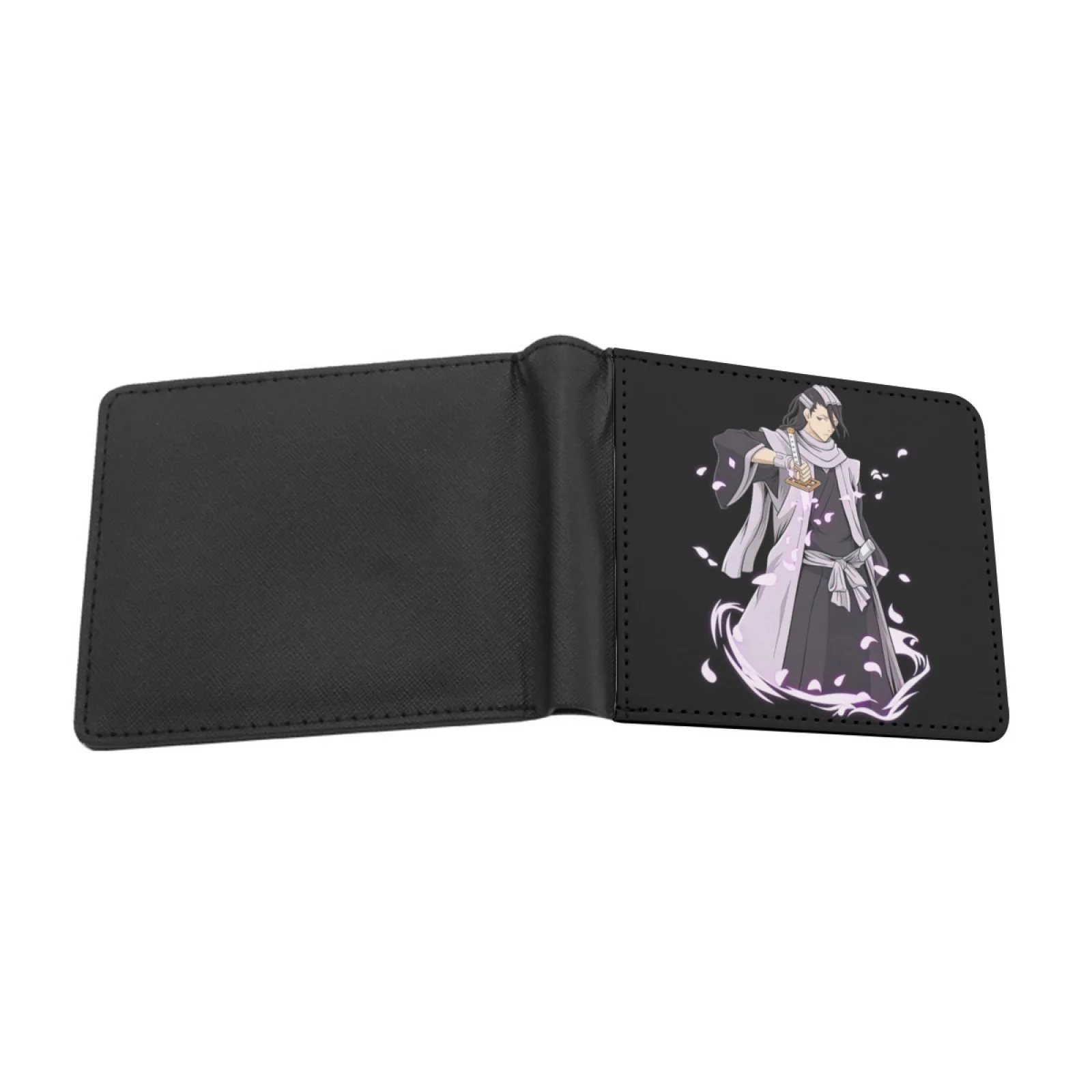 Byakuya Bleach Anime Personalized Men's Leather Wallet Credit Card Pouch Purse Anime Bleach Senbonzakura Sword Cherry Blossom