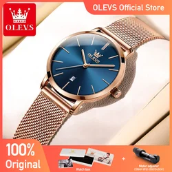 OLEVS Watch Women Rose Gold Barecelet Top Brand Luxury JAPAN Movement Quartz Ultra Thin Ladies Watch Calendar Date