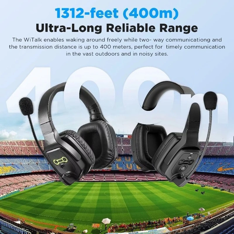 Full Duplex Wireless Intercom Headset Microphone System Marine Boat Coaches Teamwork Communication Headset