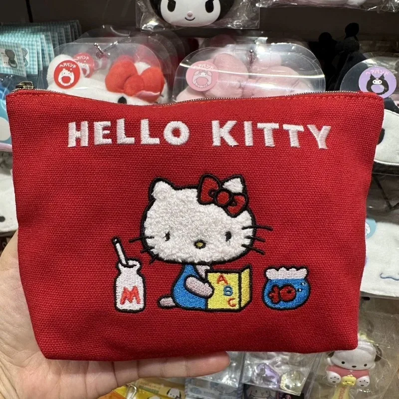 Sac de rangement de voyage grande capacité pour filles, sac de maquillage Kawaii Fashion, rouge, Hello Kitty, mignon, portefeuille zéro, cadeaux pour femmes