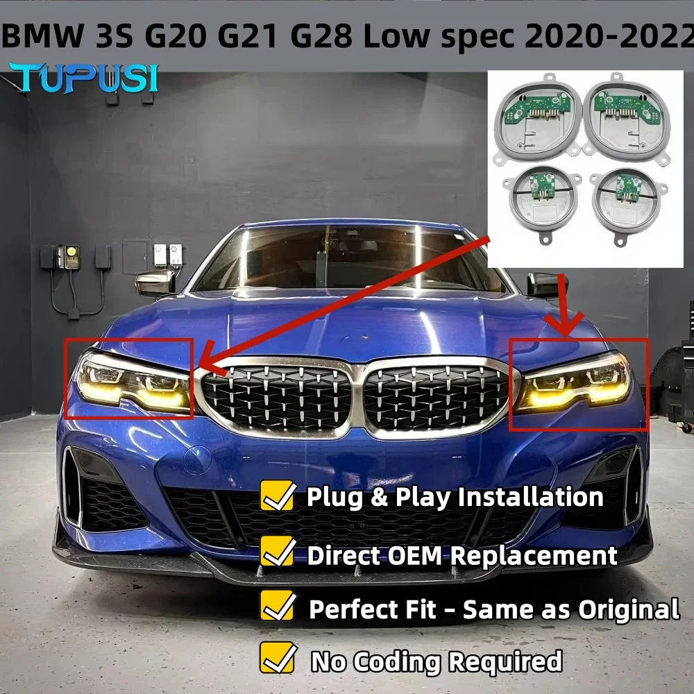 

for BMW 3 Series G20 G21 G28 2020 to 2022 Low Spec Headlamp EU US Version Retrofit LED Replacement Unit Yellow DRL Light Module