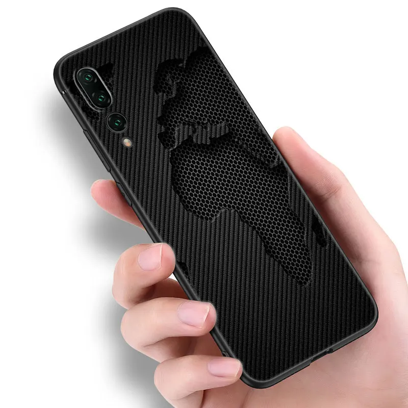 Car Carbon Fibre Line Phone Case For Huawei P8 P9 P10 P20 P30 P40 Lite 2017 P50 P Smart Pro Z S 2018 2019 2020 2021 Black Cover