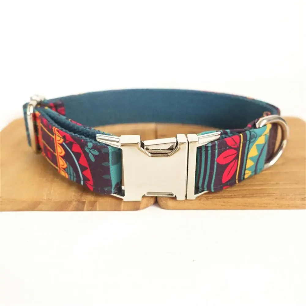 Personalized Dog Collar with Free Engraving, Matching Pet Leash,Customzied Contacts Metal Buckle, Maya Puppy Collar