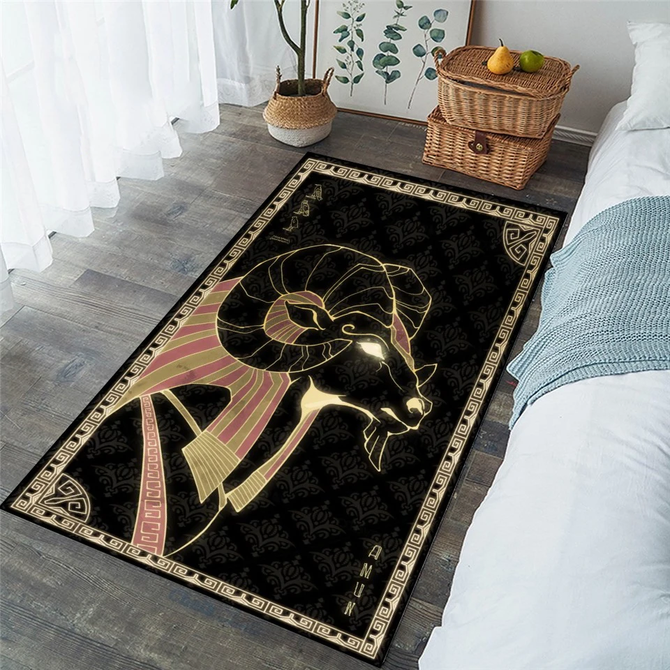 Cool Egyptian Gods themed rugs for living room decor floor  and bedroom  home rug decor, stain resistant  mats