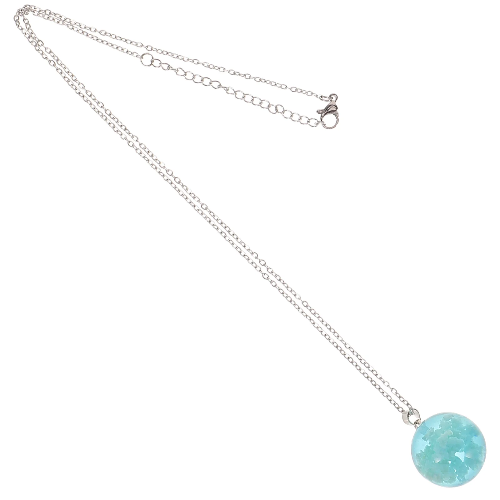 1Pc Pendant Transparent Spherical Necklace Resin Pendant Necklace Pendant Chain Sky-blue