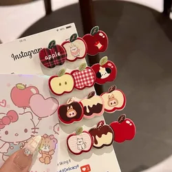 Children's Apple Hair Clips Hair Accessories Para El Cabello Side Bun Pin Christmas Novelty Women's Fashionable Hairpin