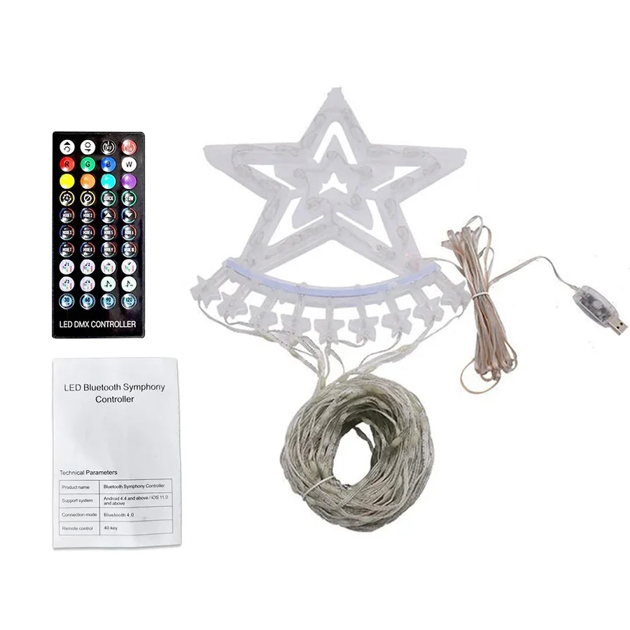 Tira de luces LED de 9x3m para decoración navideña, accesorio con Control por aplicación, con forma de estrella y Cascada, para árbol, vacaciones y Dec, 305 LED