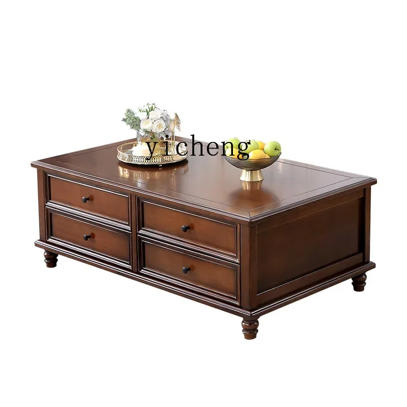 

XL American Retro Solid Wood Coffee Table Living Room TV Cabinet Unit Drawer Storage Tea Table