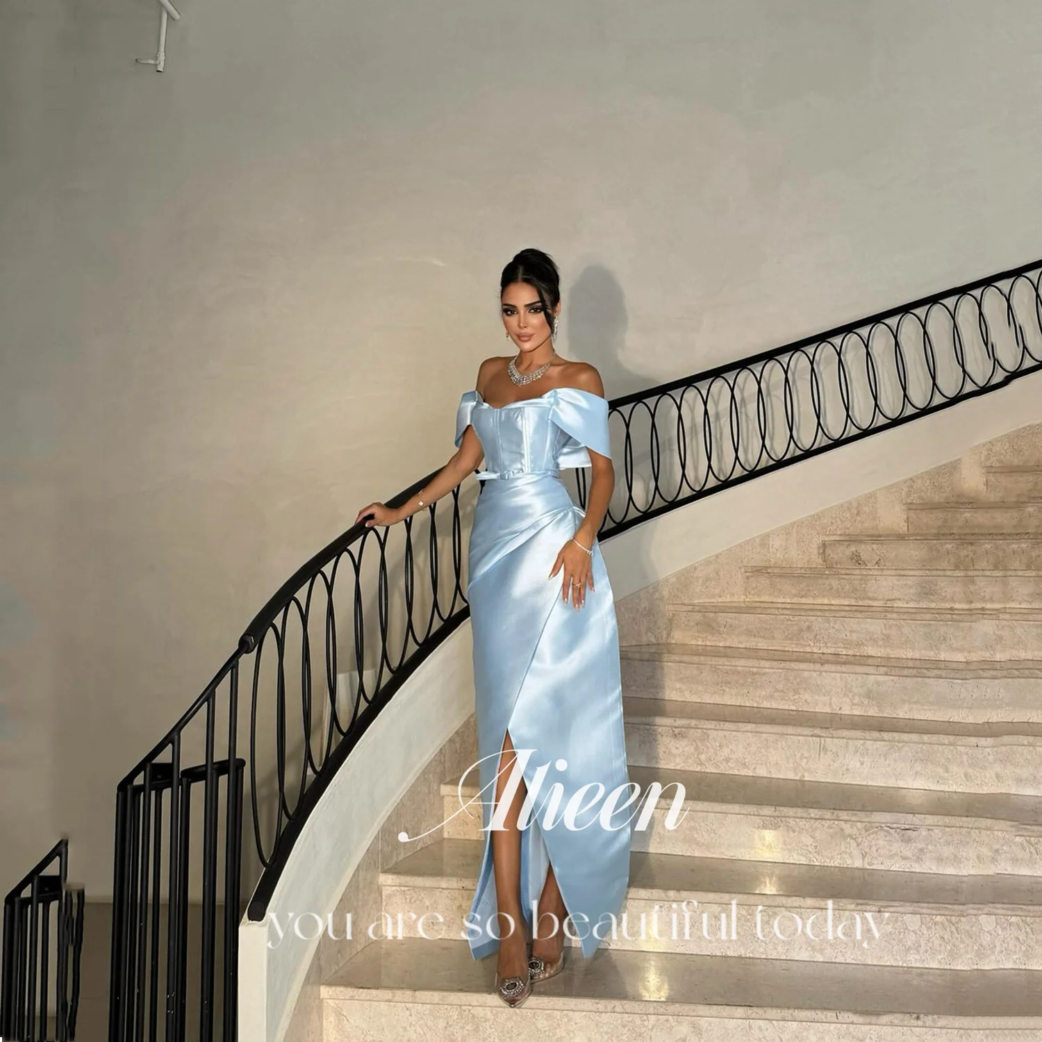 

Aileen Satin Luxurious Women's Evening Dresses for Special Occasions Mermaid Vestidos De Festa فساتين سهرة Prom Dress Blue Party