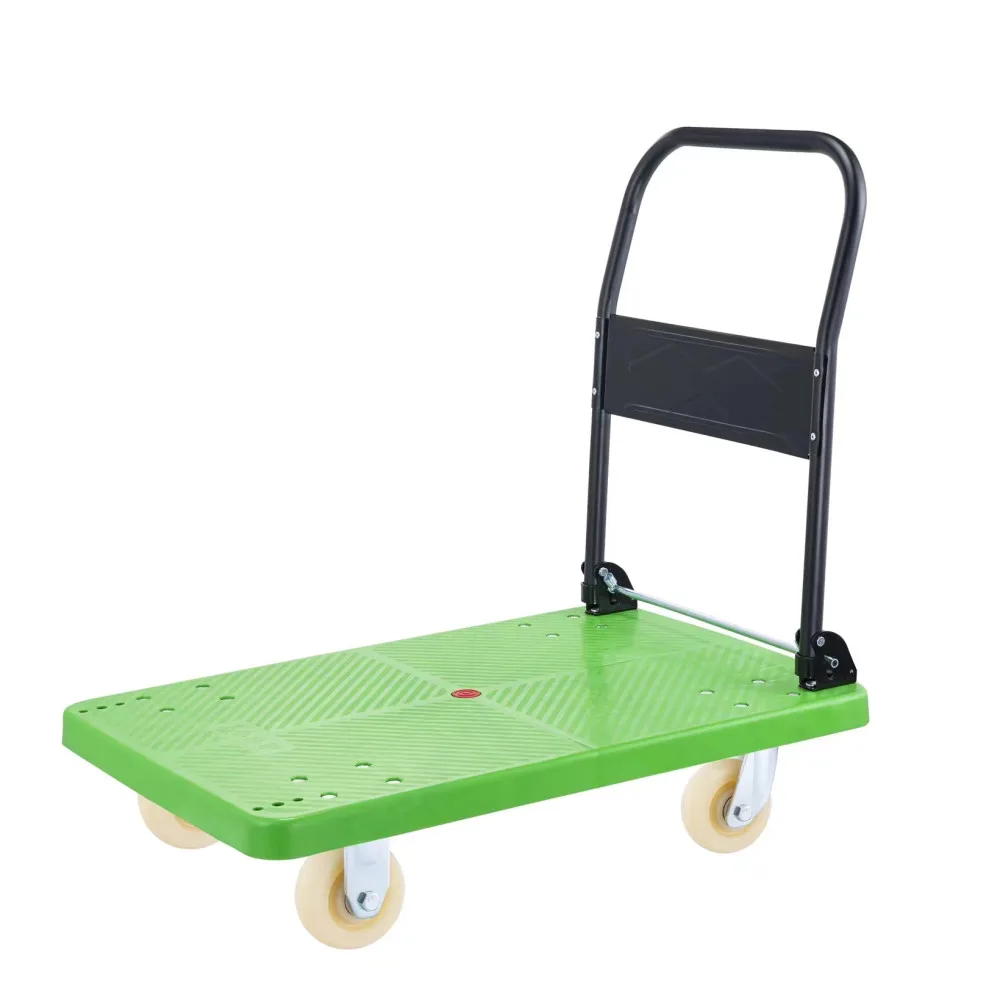 Platform Hand Trolley Cart Industrial Flatbed Trolley Mute Push Cart Four-wheel Heavy Loading Cart